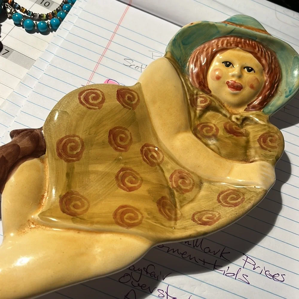 Gorgeous Italian hand-painted spoon spatula holder
